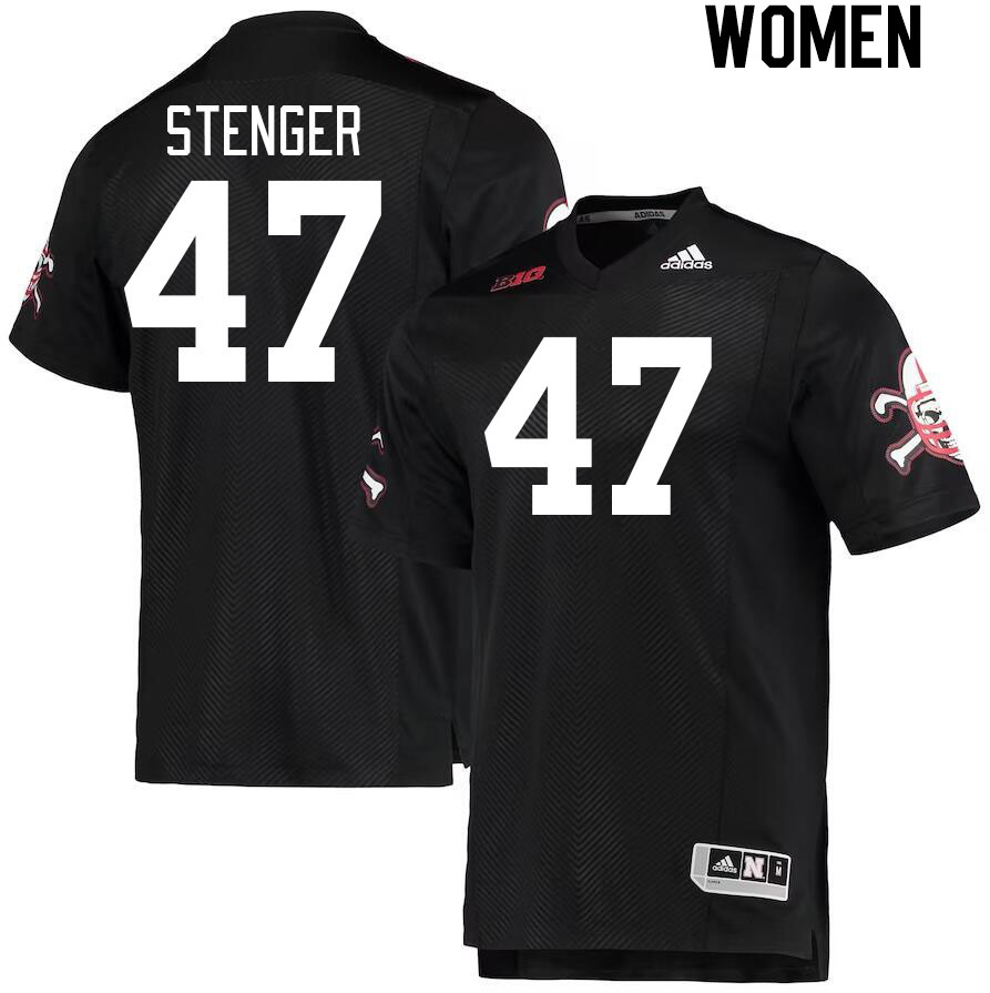 Women #47 Gage Stenger Nebraska Cornhuskers College Football Jerseys Stitched Sale-Black